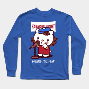 Cute Cat Funny Karaoke Night Singing Cartoon Long Sleeve T-Shirt